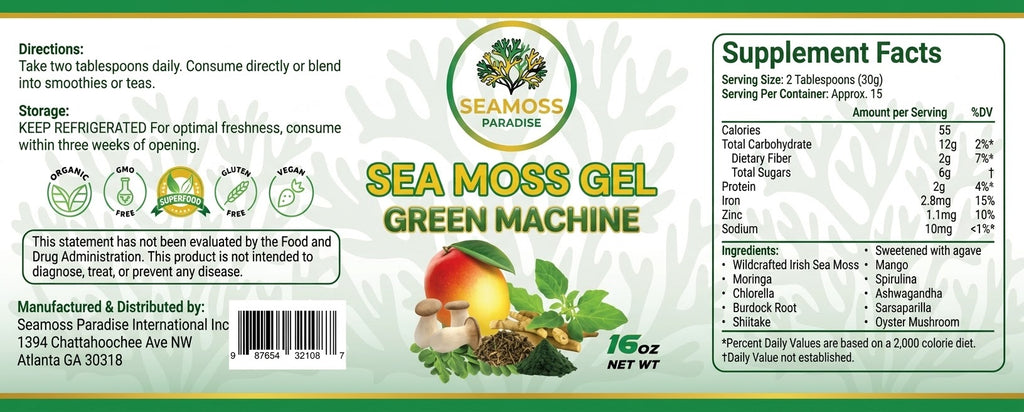 Organic Superfood Green Machine Seamoss Gel
