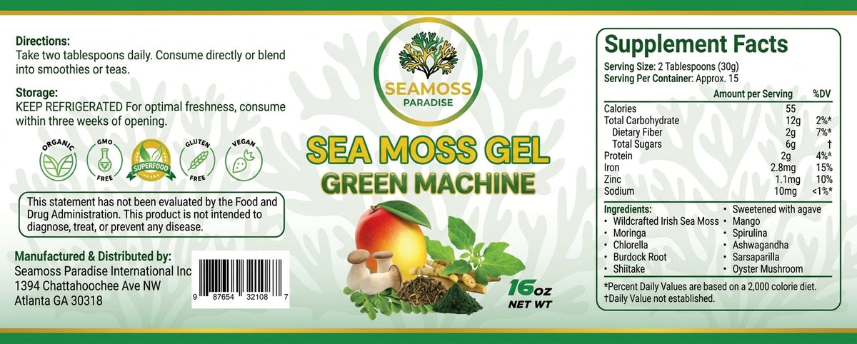Organic Superfood Green Machine Seamoss Gel