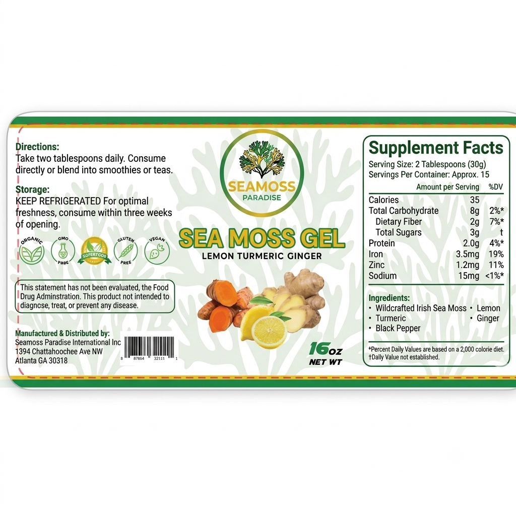 Immunity Booster - Organic Lemon Turmeric Ginger Seamoss Gel