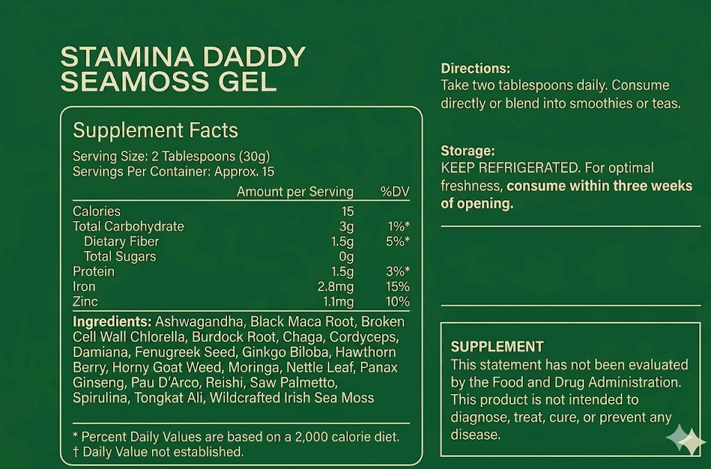 Organic Stamina Daddy Seamoss Gel for Men