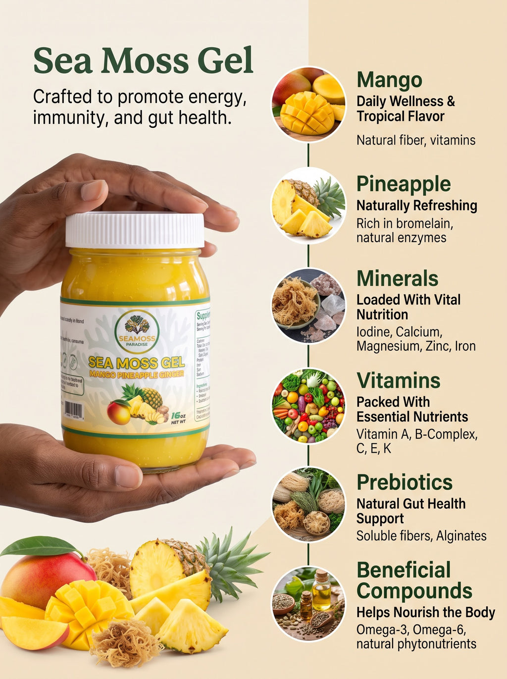 Organic Mango Pineapple Ginger Seamoss Gel