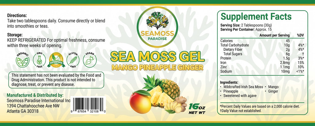 Organic Mango Pineapple Ginger Seamoss Gel