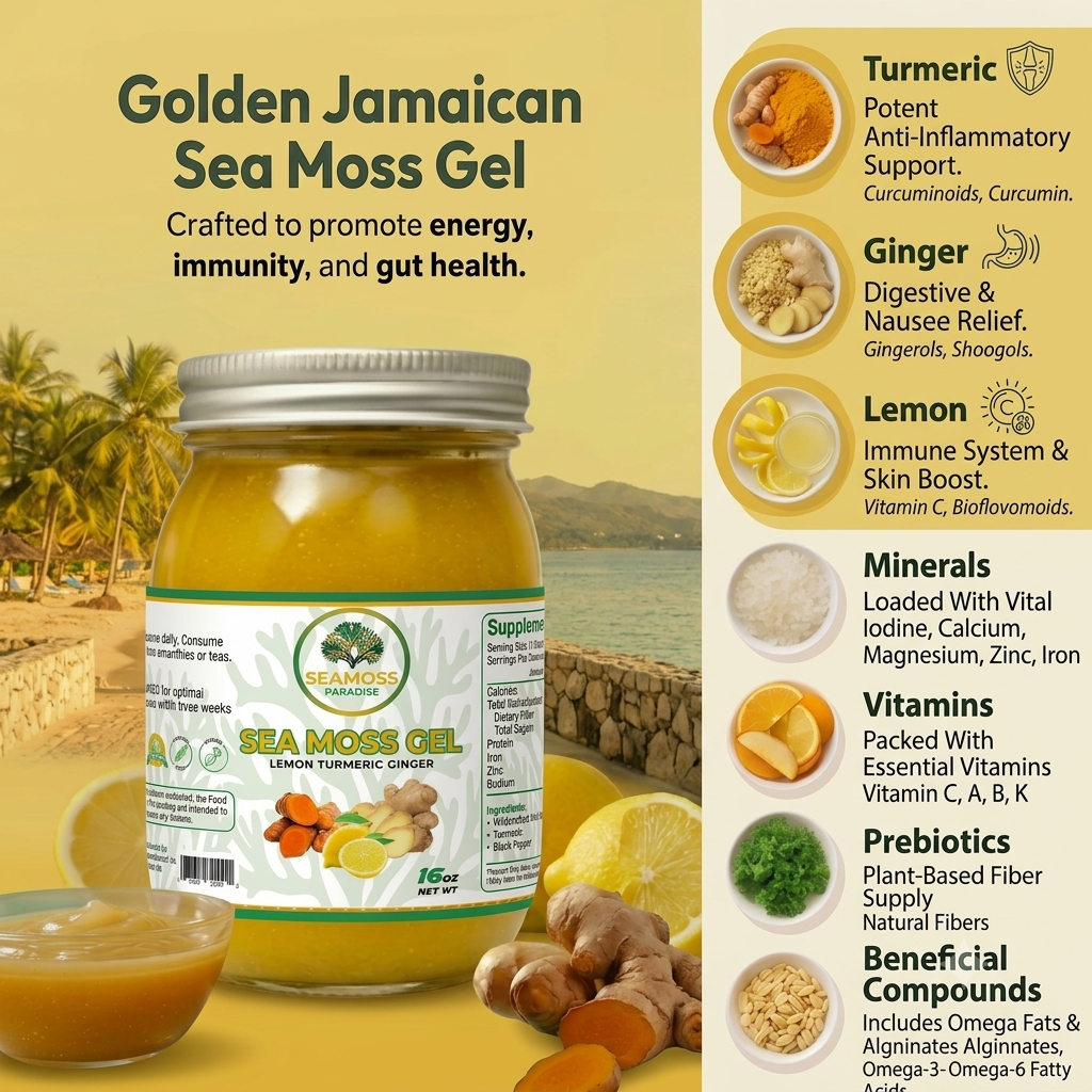 Immunity Booster - Organic Lemon Turmeric Ginger Seamoss Gel