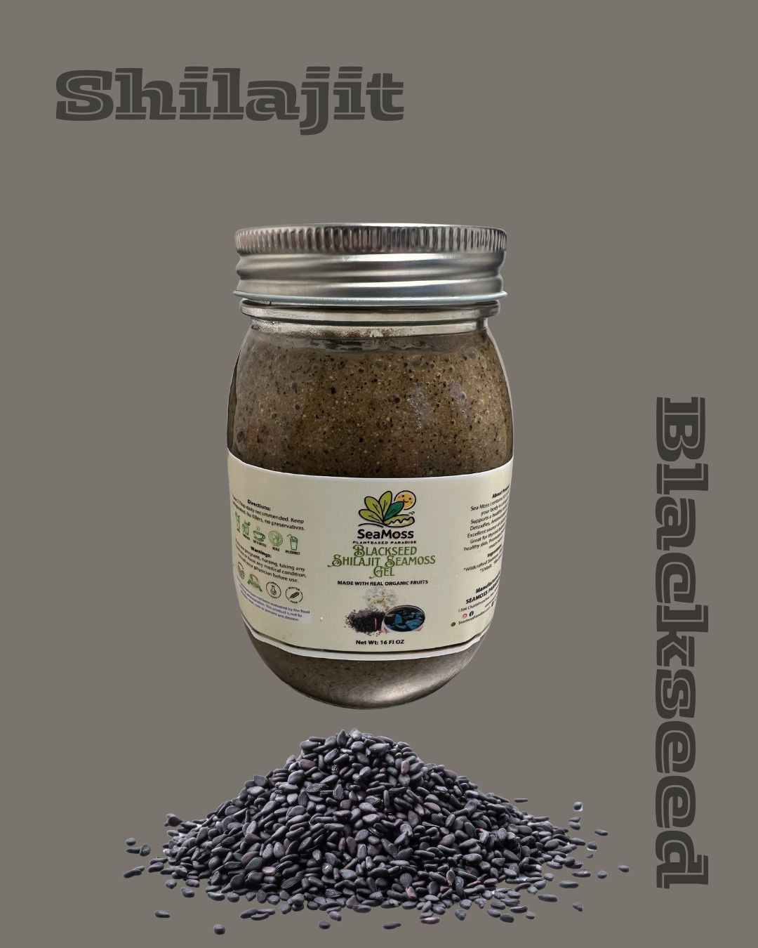 Organic Blackseed, Shilajit Seamoss Gel